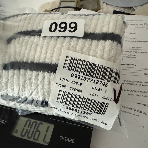 Madewell Bouclé-Knit Sweater Tank Womens S White Black Stripe Crew Neck Slim Fit - Picture 7 of 7